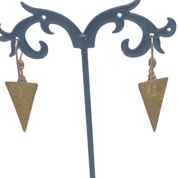 Sterling Silver Dangle Earrings Copper Brass 1.75" Boho Hippiecore Mixed Metal - Picture 8 of 9